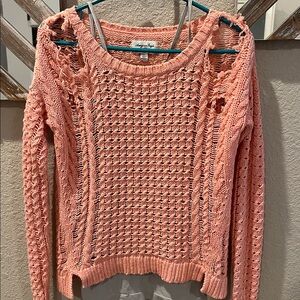 American Eagle Outfitters Coral Off-the-Shoulder Sweater